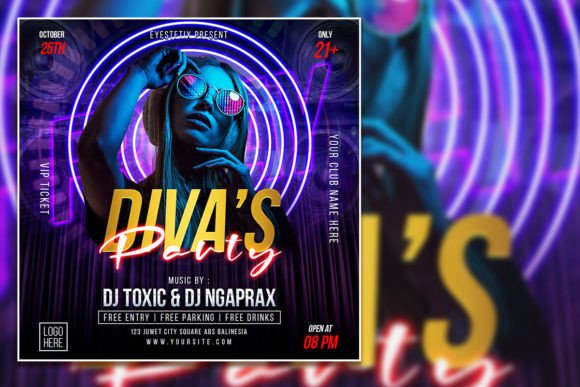 Modern Diva's Party Flyer: Design Your Next Event